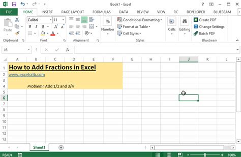 how to add fractions in excel