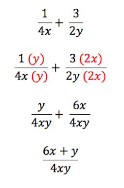 how to add fractions with variables