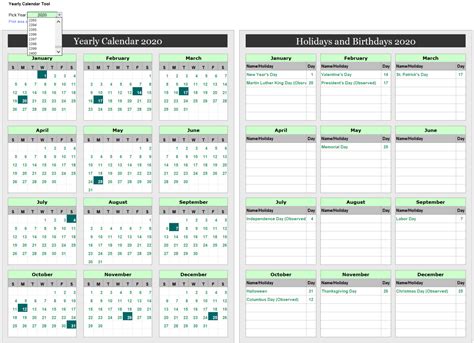 how to add full year calendar in excel