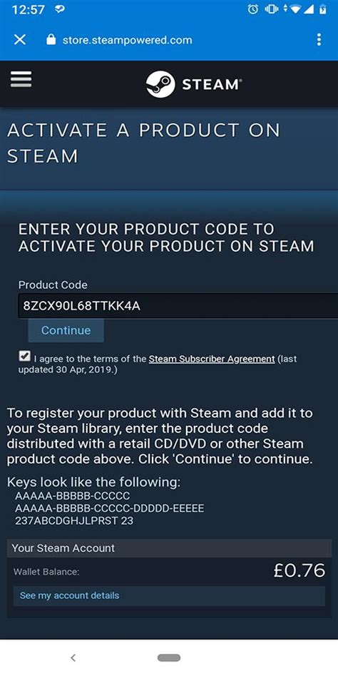 how to add game code on steam app