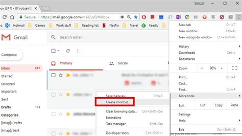 how to add gmail shortcut to desktop