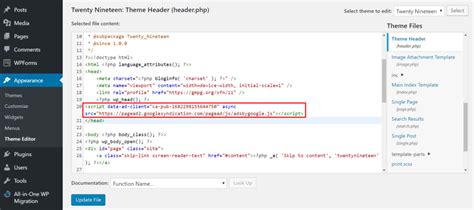 how to add google ads code on wordpress