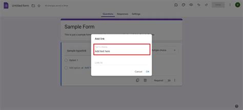 how to add google form link in word