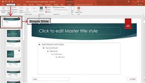 how to add header in power point