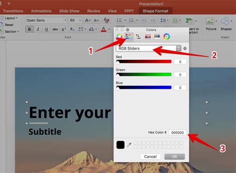 how to add hex color in powerpoint mac