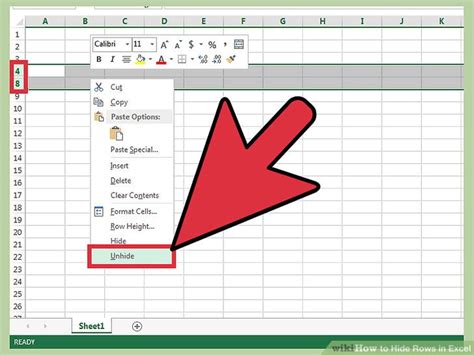 how to add hide rows in excel