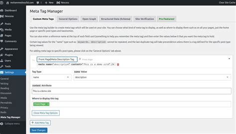 how to add html meta tag to wordpress