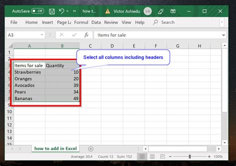 how to add in excel file