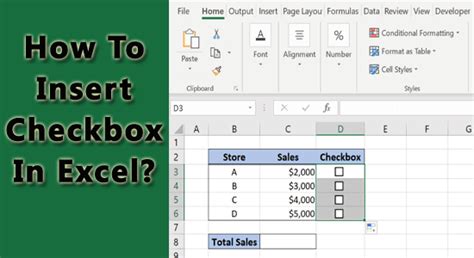 how to add interactive checkboxes in excel