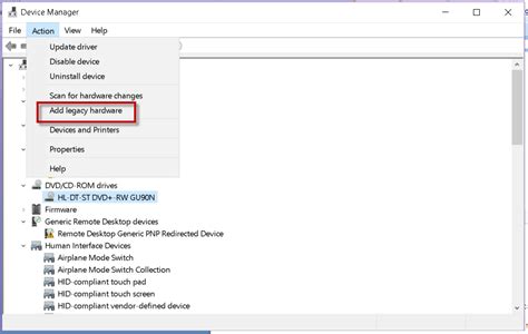 how to add legacy hardware windows 10