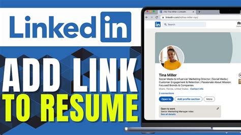 how to add linkedin profile link in resume in canva