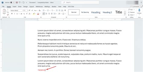 how to add lorem ipsum text in word