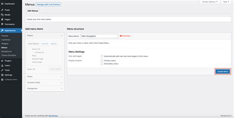 how to add menu in appearance in wordpress