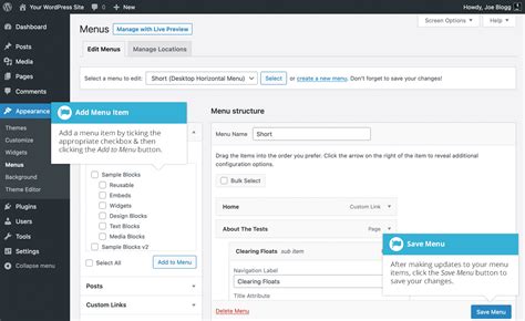 how to add menu item in wordpress admin panel