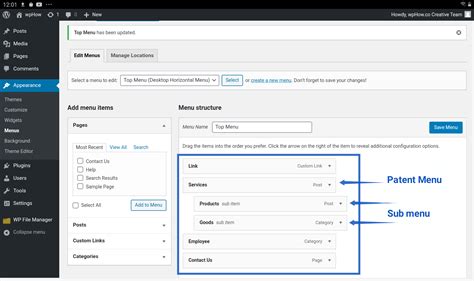 how to add menu option in wordpress