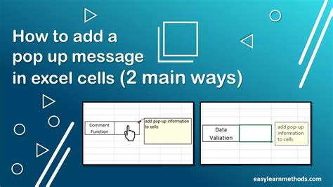 how to add message in excel cell