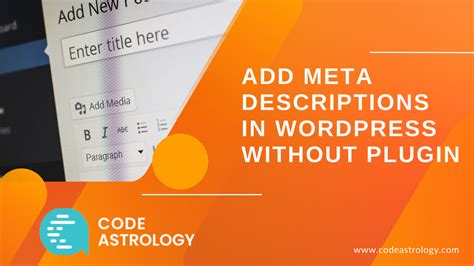 how to add meta description in wordpress without plugin