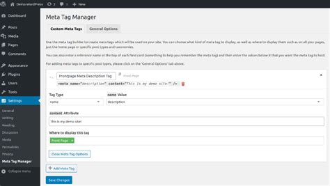 how to add meta tag in wordpress home page