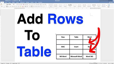 how to add more rows to a table in word mac