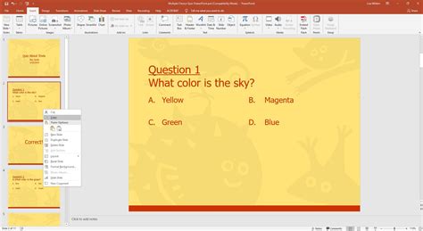 how to add multiple choice quiz in powerpoint