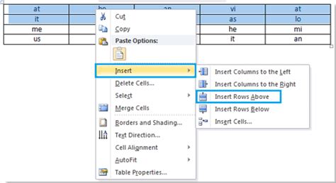 how to add multiple rows into a table in word