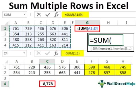 how to add multiple sum formula in excel