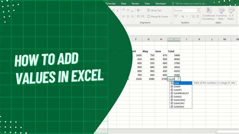 how to add multiple values in excel