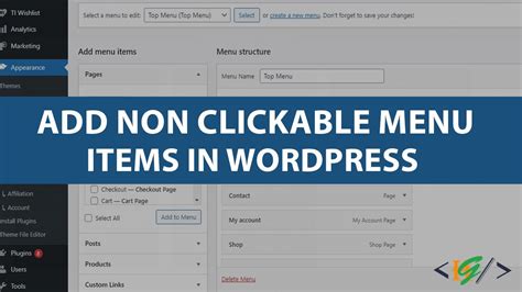 how to add non clickable menu item wordpress