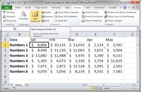 how to add notes to excel sheet