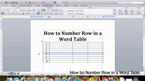 how to add numbers in table in word