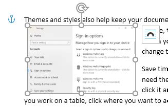 how to add object anchor in word 2016