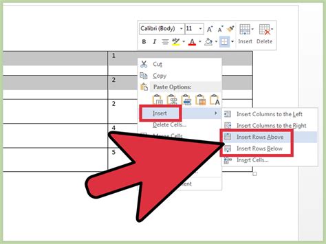 how to add one more row in a table in word