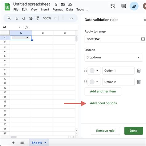 how to add options on google sheets