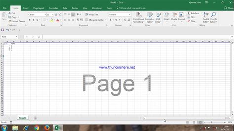how to add page 1 background in excel