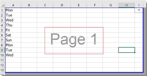how to add page 1 in excel