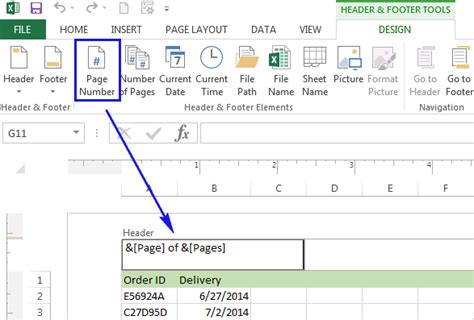 how to add page 1 of 1 in excel