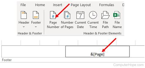 how to add page count in excel