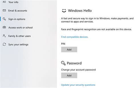 how to add password to pc windows 10