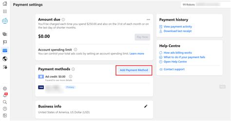 how to add payment method on facebook business page