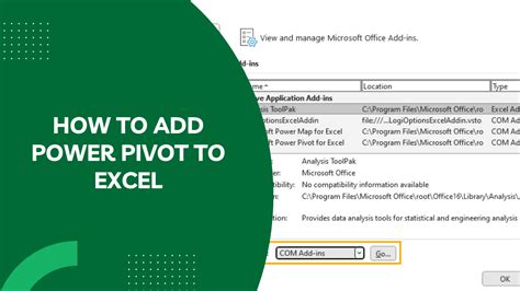 how to add power pivot in excel 2016 standard