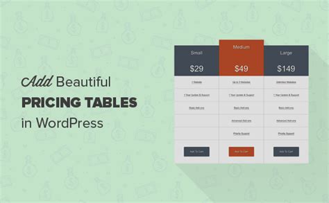 how to add pricing table in wordpress