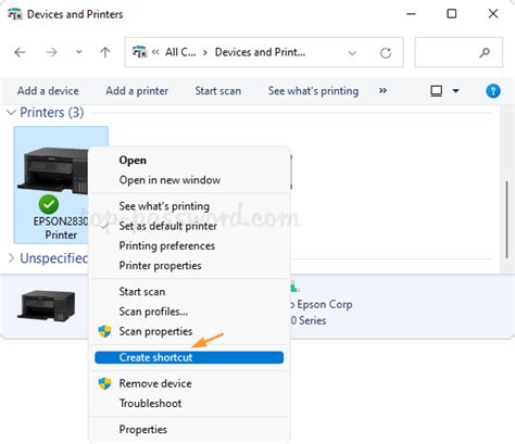 how to add printer shortcut on desktop