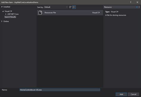 how to add resource file in asp net core
