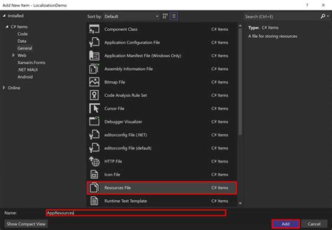 how to add resource file in c# visual studio
