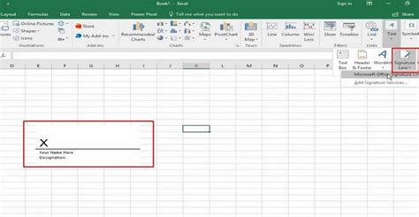how to add signature on excel mac