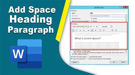 how to add space between headings in word