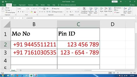 how to add space between numbers in excel cell