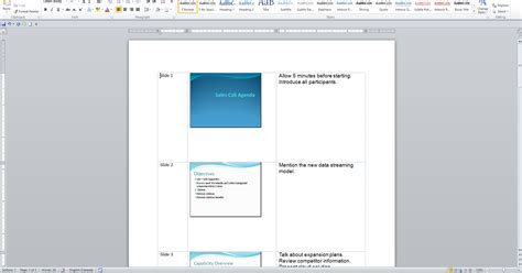 how to add speaker notes in word document