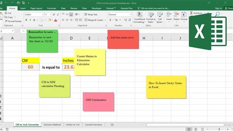 how to add sticky notes in excel