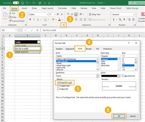 how to add strikethrough in excel on mac